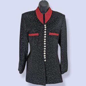 Black & Red Metallic Buttoned Jacket